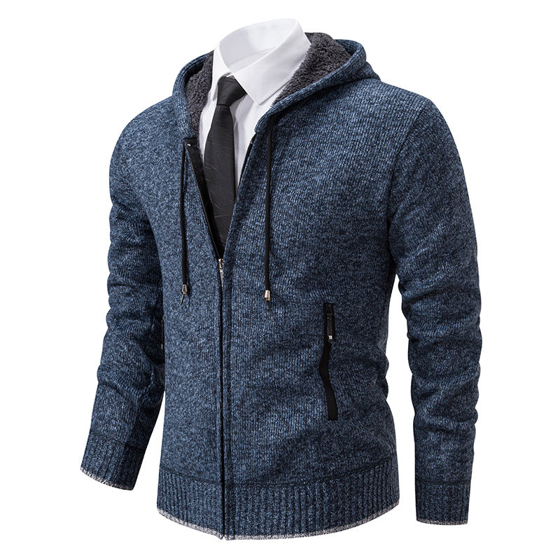 Cardigan à capuche homme doublé chaud hiver