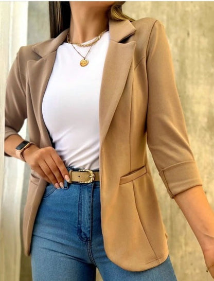 Blazer Femme Élégant Coupe Cintrée Manches Longues