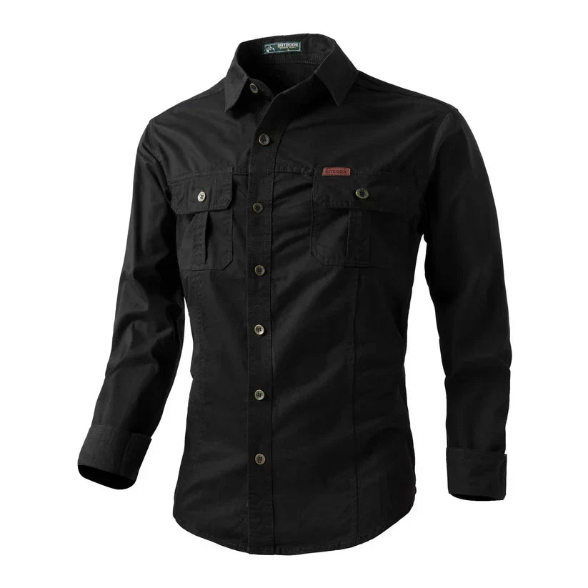 Chemise d'extérieur à manches longues avec poches poitrine fonctionnelles