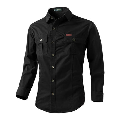 Chemise d'extérieur à manches longues avec poches poitrine fonctionnelles