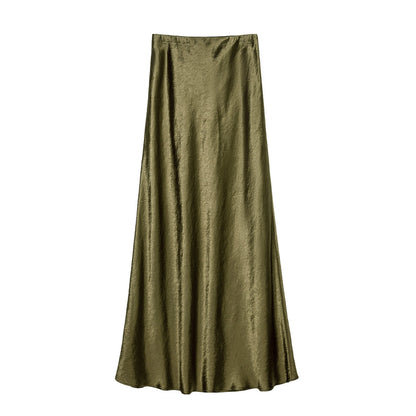 Jupe longue femme élégante en satin de viscose, robe de luxe