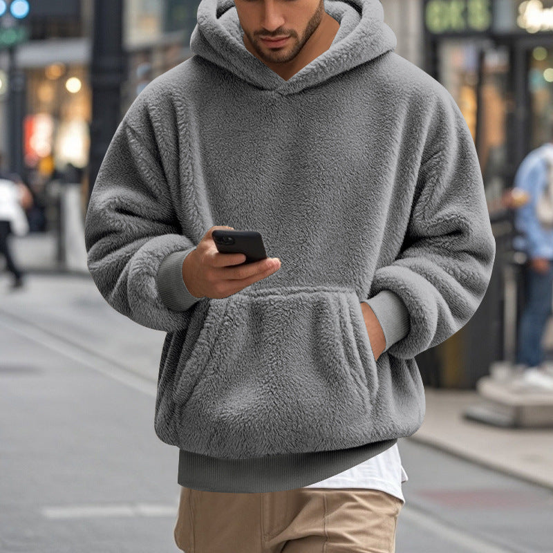 Grand Hoodie en Polaire pour Hommes Confortable Moderne avec Poche Kangourou