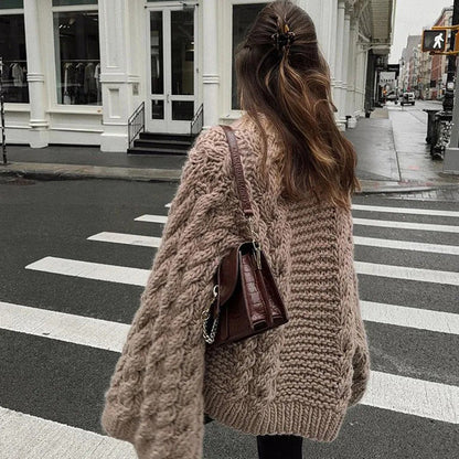Pull oversize femme en grosse maille douce