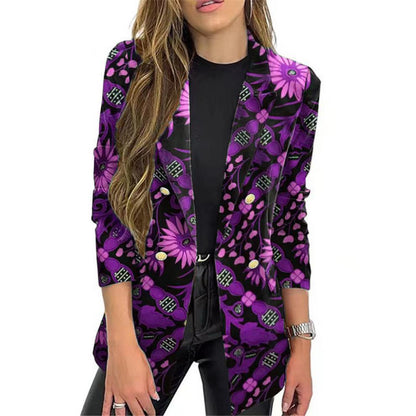 Damen Blazer Elegant Blumenmuster Sommerkleidung - IdealeKleiden
