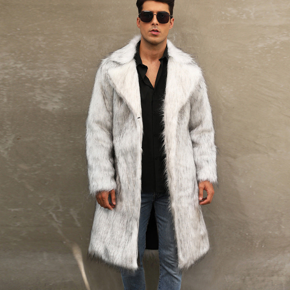 Manteau homme en fausse fourrure style moderne col large