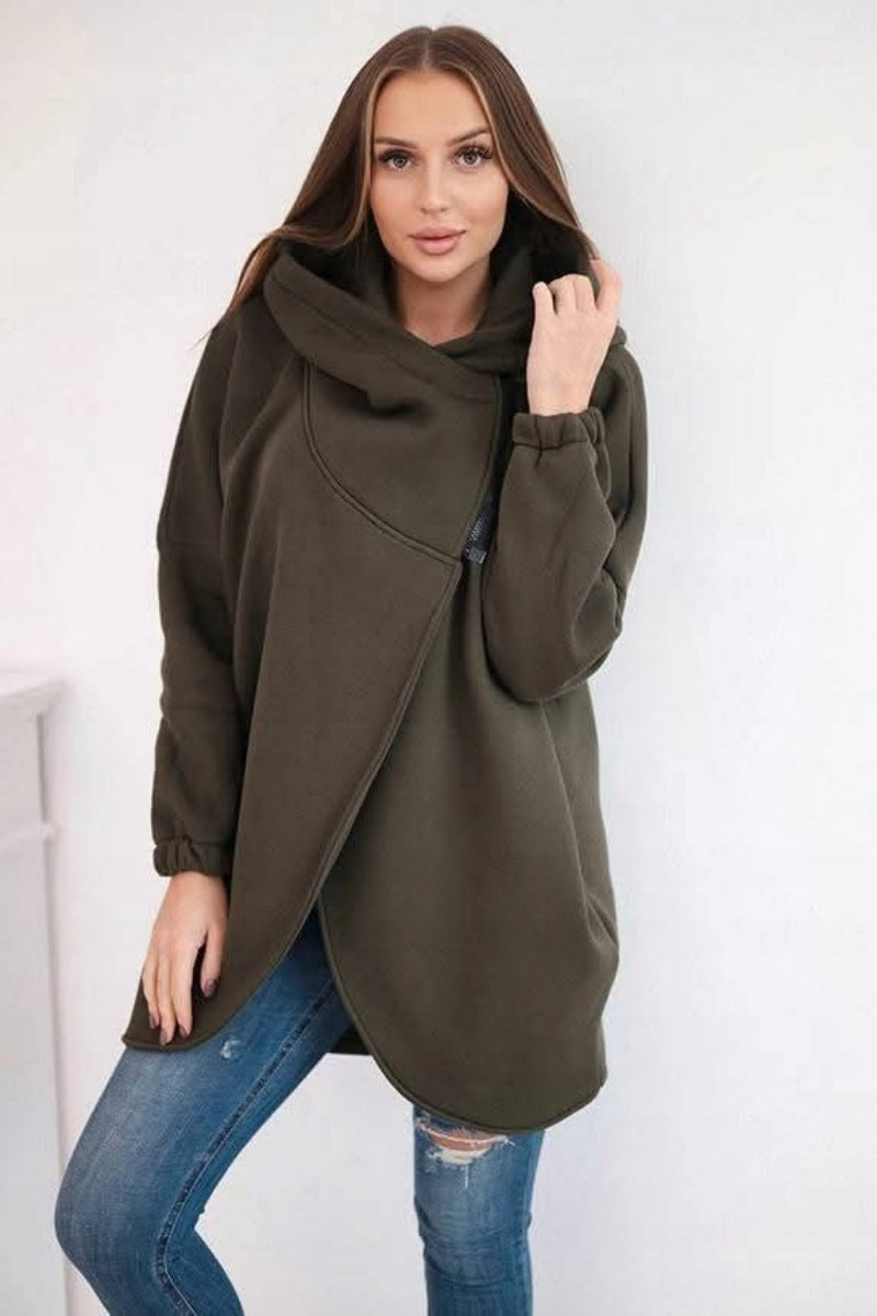 Veste sweat élégante Fermeture éclair asymétrique