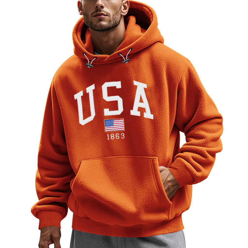 Sweat à capuche polaire homme design américain douillet et chaud