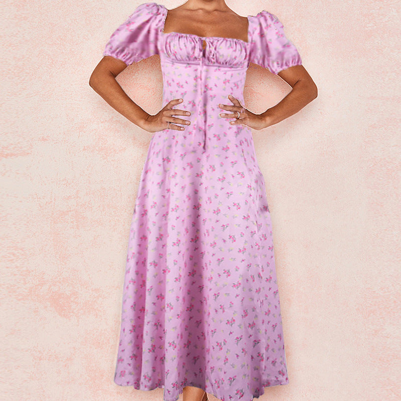 Robe longue d'été pour femme, motif floral élégant