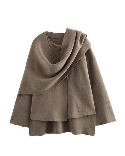 Veste stylée pour femme avec écharpe asymétrique