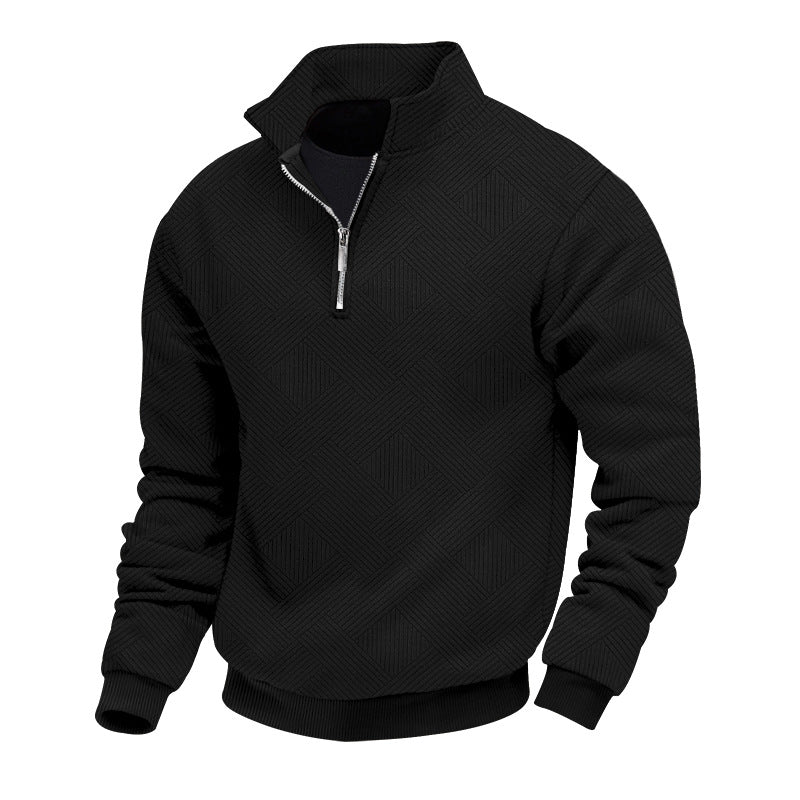 Pull en maille pour homme, col montant, moderne, fermeture éclair