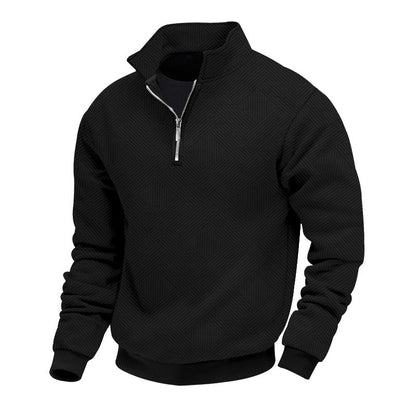 Pull en maille pour homme, col montant, moderne, fermeture éclair