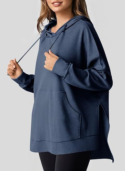 Pull-over oversize à capuche pour femme, coupe ample