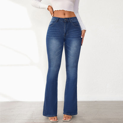 Jean évasé taille haute stretch pour femme