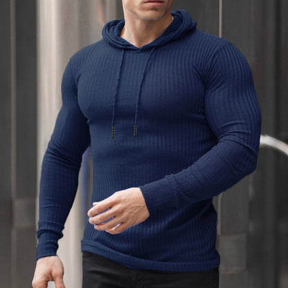 Sweat-shirt à capuche pour homme, motif côtelé tendance