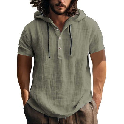 Sweat-shirt à capuche pour homme, manches courtes, décontracté, coupe ample
