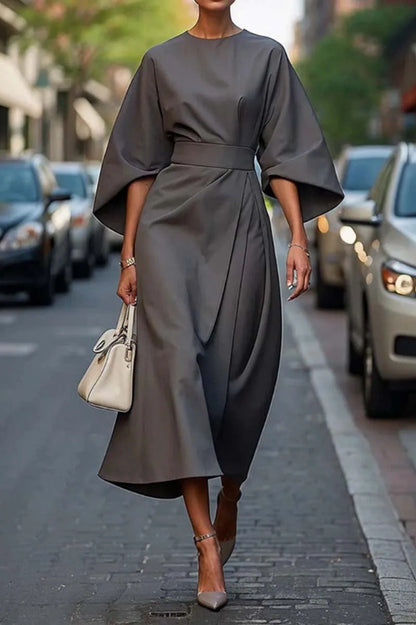 Robe longue femme élégante lacée à manches bouffantes