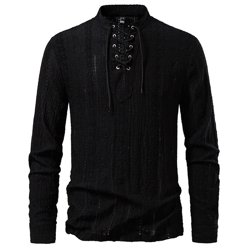 T-shirt à manches longues homme, détail laçage, style moderne