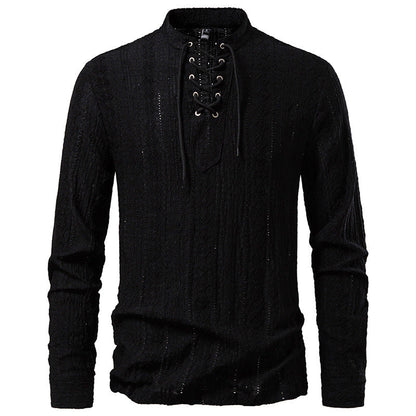 T-shirt à manches longues homme, détail laçage, style moderne