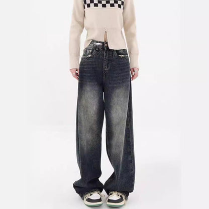 Damen Baggy Jeans Verwaschen Relaxed Fit - IdealeKleiden