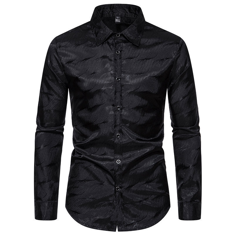 Chemise élégante à manches longues pour homme avec motif ondulé