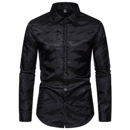 Chemise élégante à manches longues pour homme avec motif ondulé