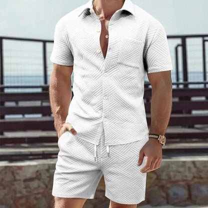 Ensemble Chemise Manches Courtes et Short Homme Design Moderne Été