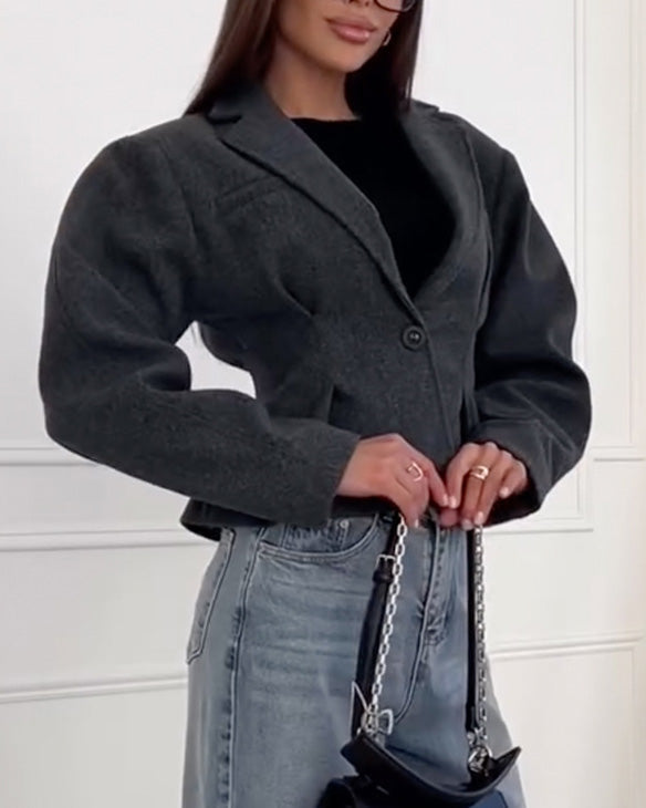Manteau en laine stylé Boutonnage Manches longues