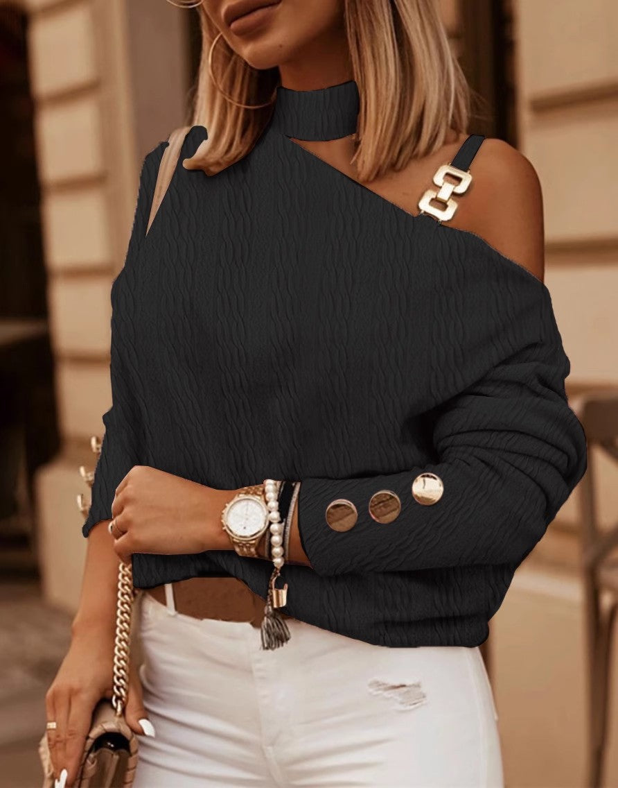 Pull asymétrique pour femme, simple et élégant