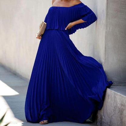 Robe longue femme bustier plissée élégante