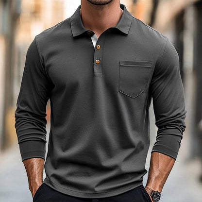 Chemise cintrée à manches longues en coton avec poche poitrine