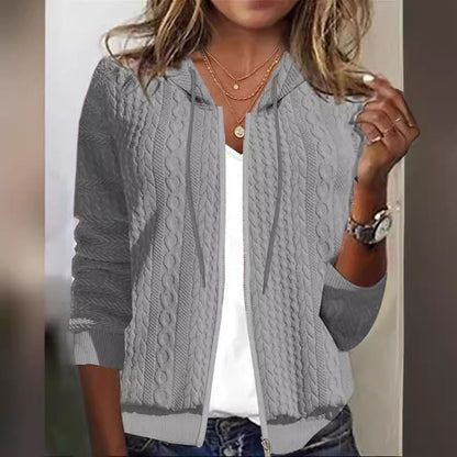 Damen Strickjacke Zopf Muster Soft Qualität - IdealeKleiden