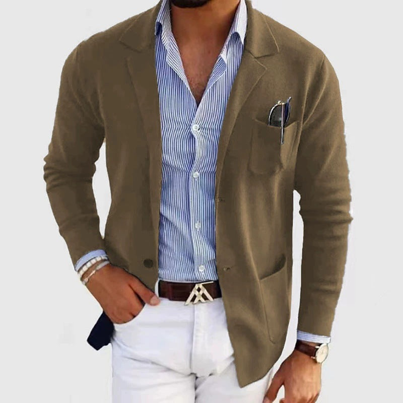 Blazer en maille élégant pour homme avec poches pratiques