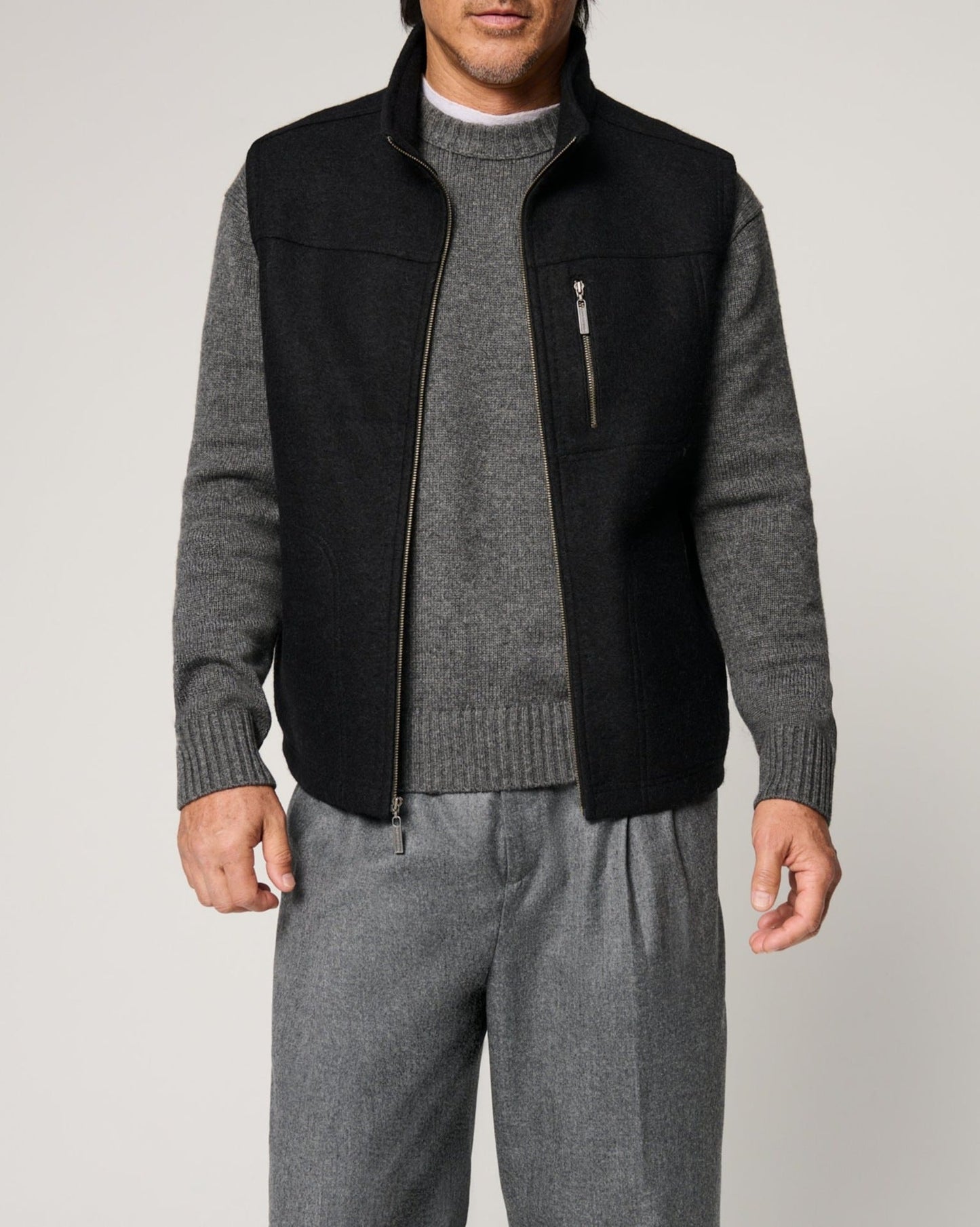 Gilet en laine vierge pour homme Chaud Élégant Fermeture boutonnée