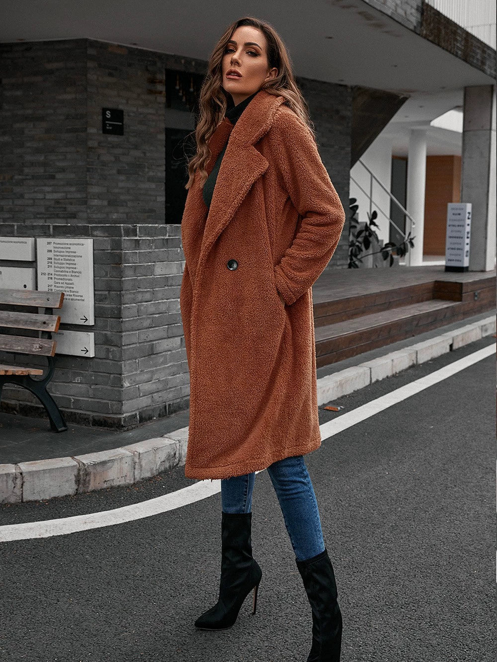 Lässige Windbreaker Jacke Mittellang Wolllabel Style - IdealeKleiden
