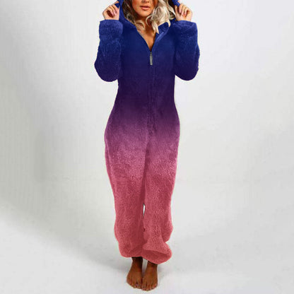 Combinaison polaire femme à capuche dégradé tendance