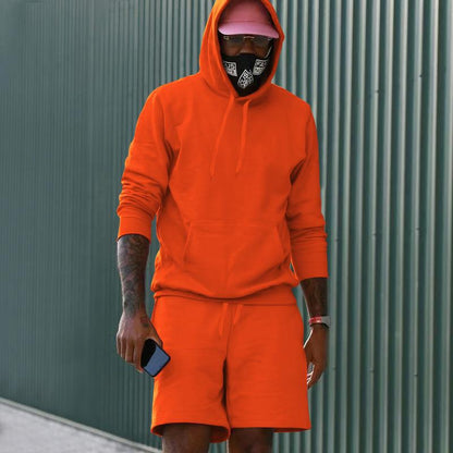 Ensemble de sport pour hommes, sweat à capuche, short, confortable