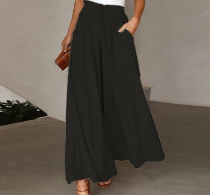 Pantalon Femme Élégant Ample avec Taille Élastique et Poches