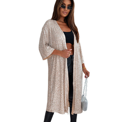 Manteau de soirée brillant luxe long
