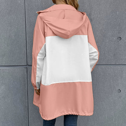Wasserdichte Jacke Mittellang Kapuze Freizeit Design - IdealeKleiden