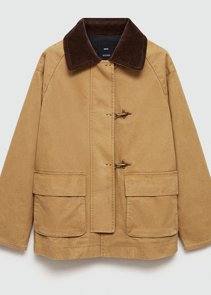 Veste homme en toile, col en velours côtelé