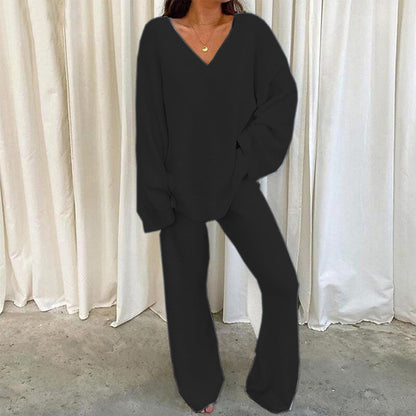 Ensemble en maille Femme Col V Confortable Jambes Larges