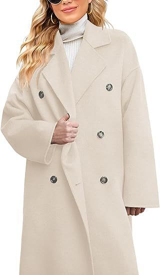 Manteau en laine pour femme Élégant Décontracté Double boutonnage