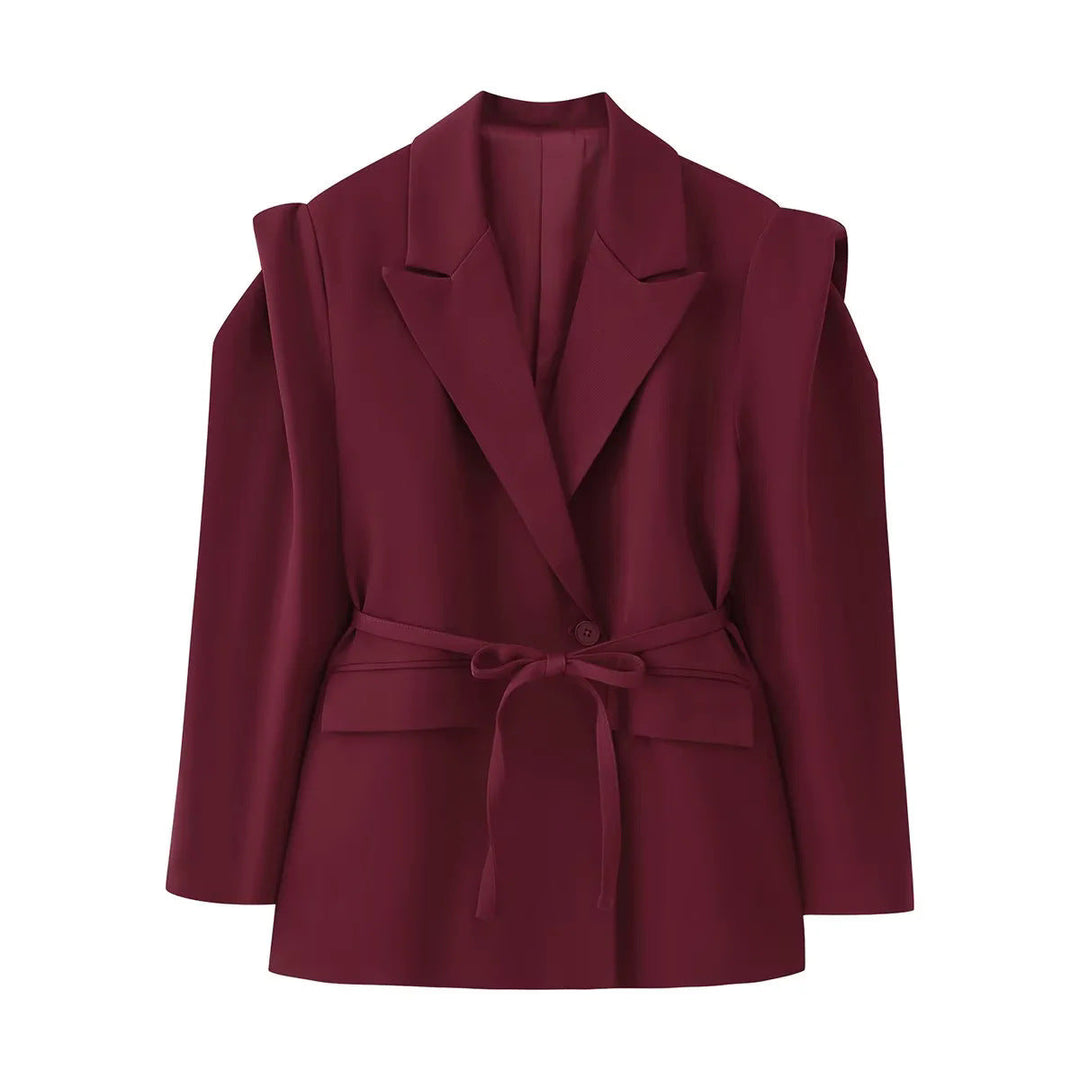 Veste blazer oversize élégante pour femme avec ceinture