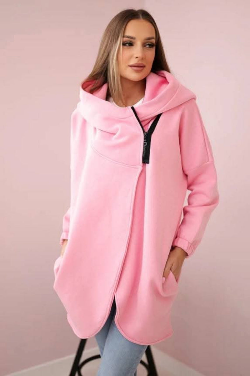 Veste sweat élégante Fermeture éclair asymétrique