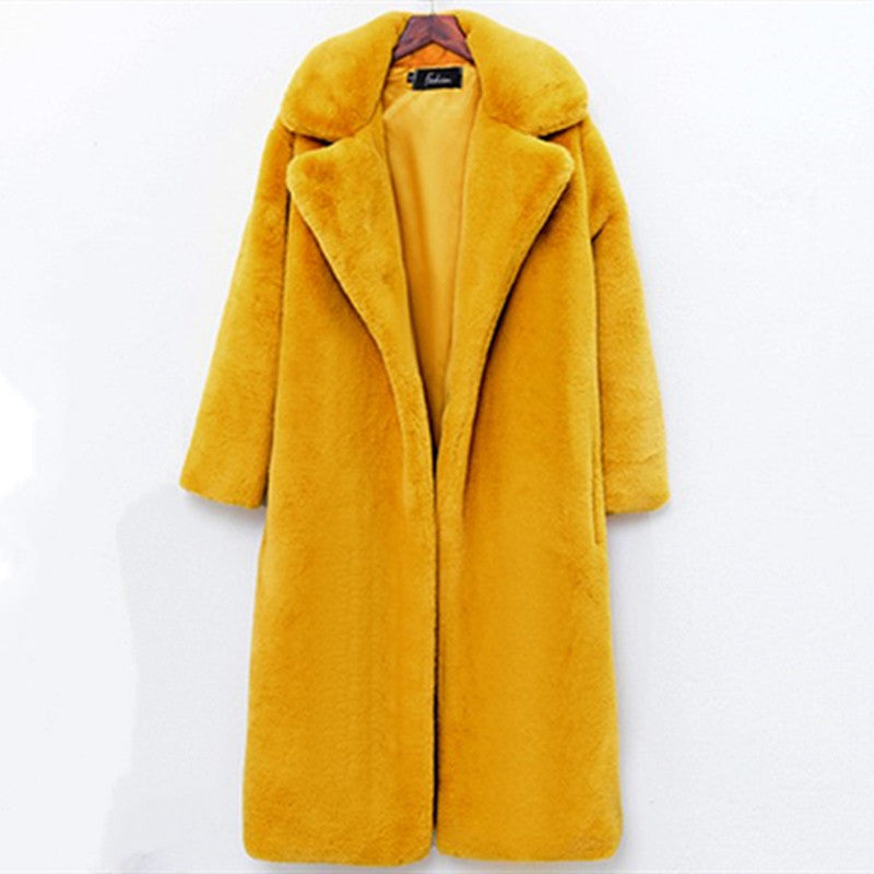 Manteau long femme de luxe style Teddy en fausse fourrure pour l'hiver
