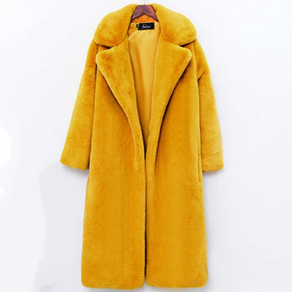 Manteau long femme de luxe style Teddy en fausse fourrure pour l'hiver