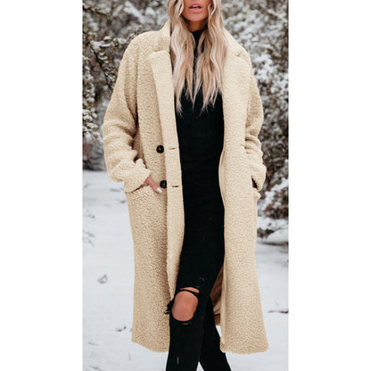 Damen Teddyjacke Lang Bequem Winterlich - IdealeKleiden