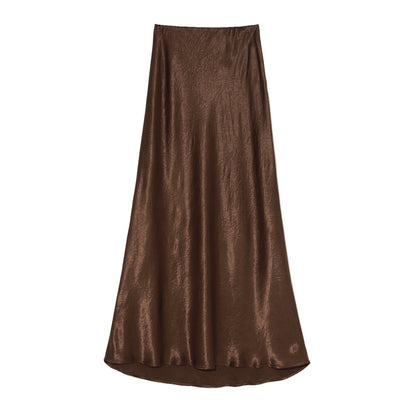 Jupe longue femme élégante en satin de viscose, robe de luxe