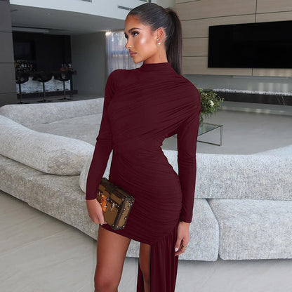 Robe élégante asymétrique courte femme