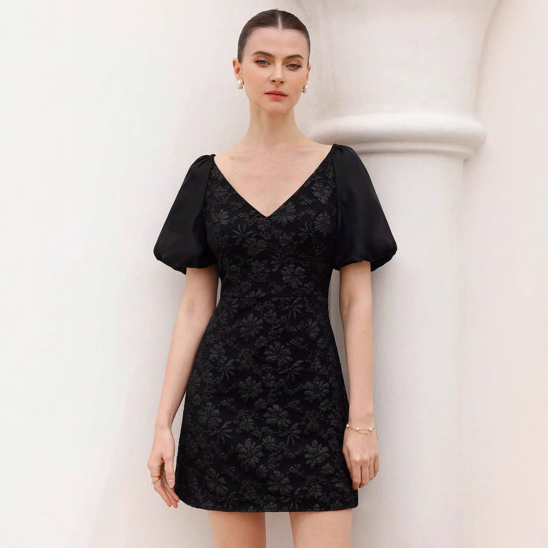 Robe courte pour femme manches bouffantes imprimé floral